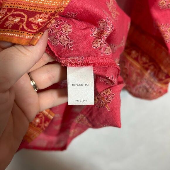 J. Jill Strawberry Boho Voile Floral Button Down Top S Petite Cotton Batik - Picture 6 of 6